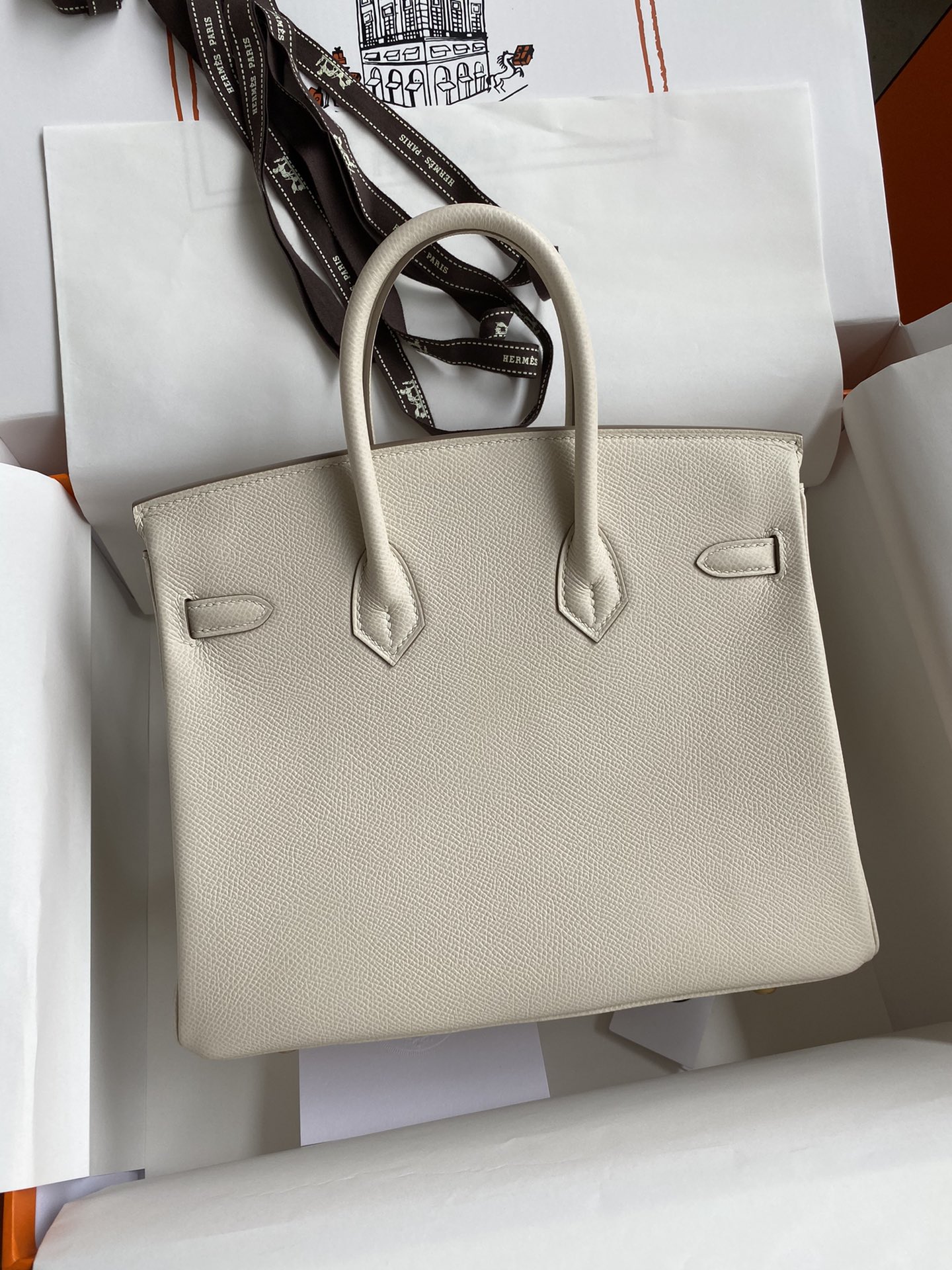 Hermes Birkin 25CM Epsom Leather Handbag Beige